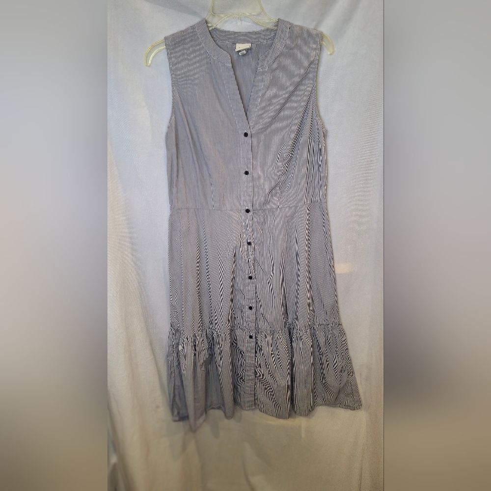 A New Day Womens Striped Sleeveless Button Down Maxi Dress SIze M